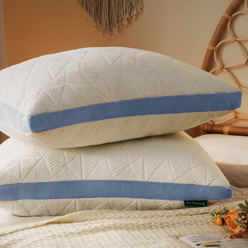 BETU Cooling Pillows Standard Size Set of 2, Shredded Memory Foam Cool Pillows for Hot Sleepers, Adjustable Firm Soft Support Bed Pillows…