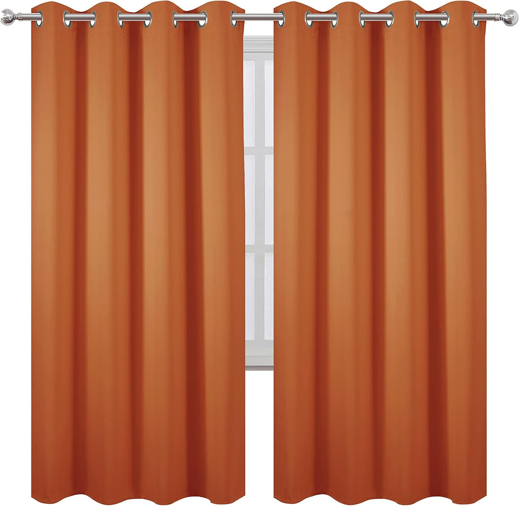 Lemomo Orange Thermal Blackout Curtains/52 x 72 Inch/Set of 2 Panels Room Darkening Curtains for Bedroom 72 Inch silver