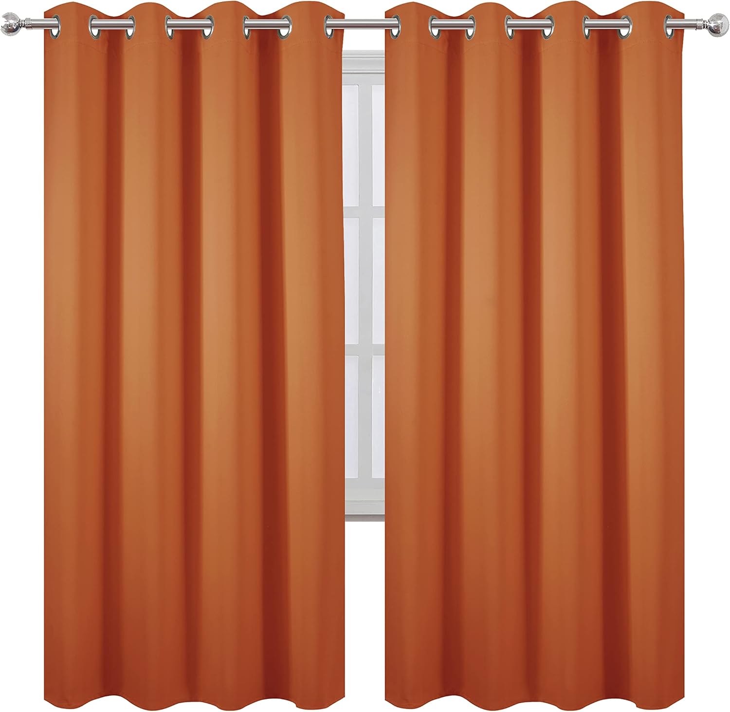 Lemomo Orange Thermal Blackout Curtains/52 x 72 Inch/Set of 2 Panels Room Darkening Curtains for Bedroom 72 Inch silver