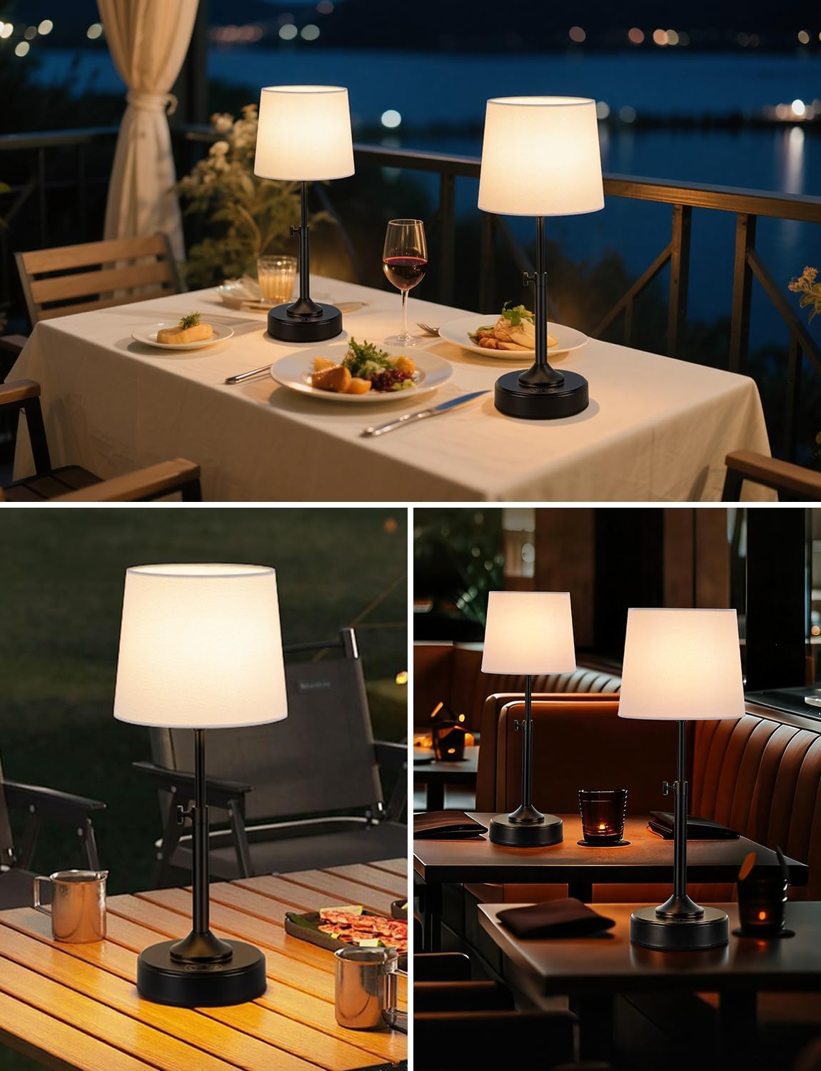 Height Adjustable Cordless Table Lamp Rechargeable with Timer, 3-Way & Stepless Dimmable LED Battery Operated Table Lamp, Wireless…