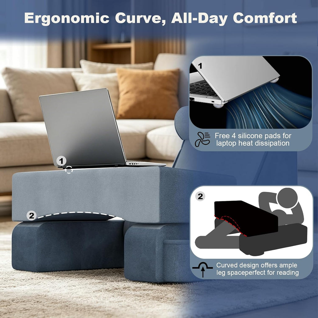 3‐in‐1 Reading Pillow for Bed with Detachable Sponge Lap Desk, Wedge Pillow Set for After Surgery with Adjustable Headrest & Independent…