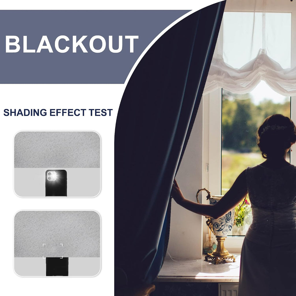 Jiuzhen Blackout Curtains for Bedroom - Thermal Insulated Noise Reducing Privacy Short Curtain for Living Room, Set of 2 Panels with Tiebac…