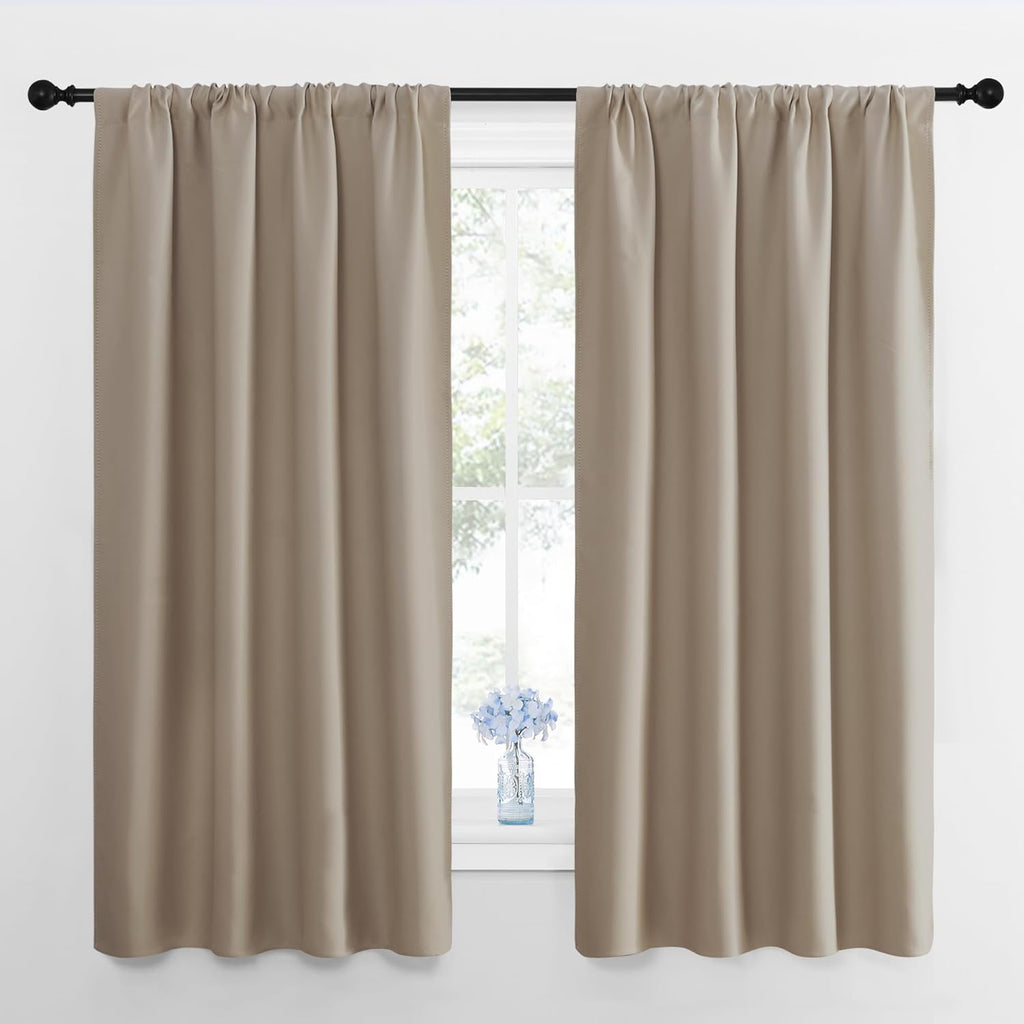 NICETOWN 2 Panels Blackout Curtains, Rod Pocket Thermal Insulated Curtains for Bedroom, Room Darkning Shading Blinds Modern Home…
