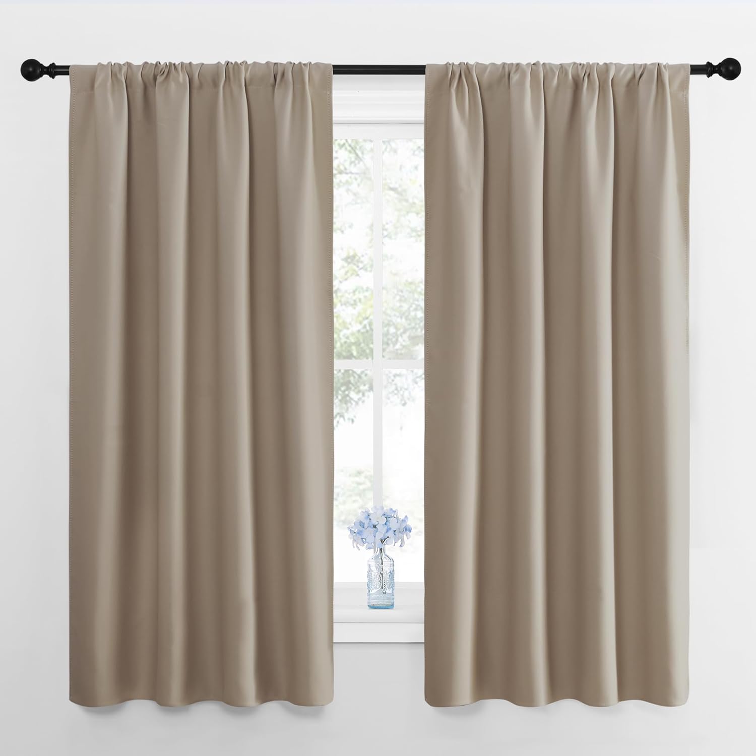 NICETOWN 2 Panels Blackout Curtains, Rod Pocket Thermal Insulated Curtains for Bedroom, Room Darkning Shading Blinds Modern Home…