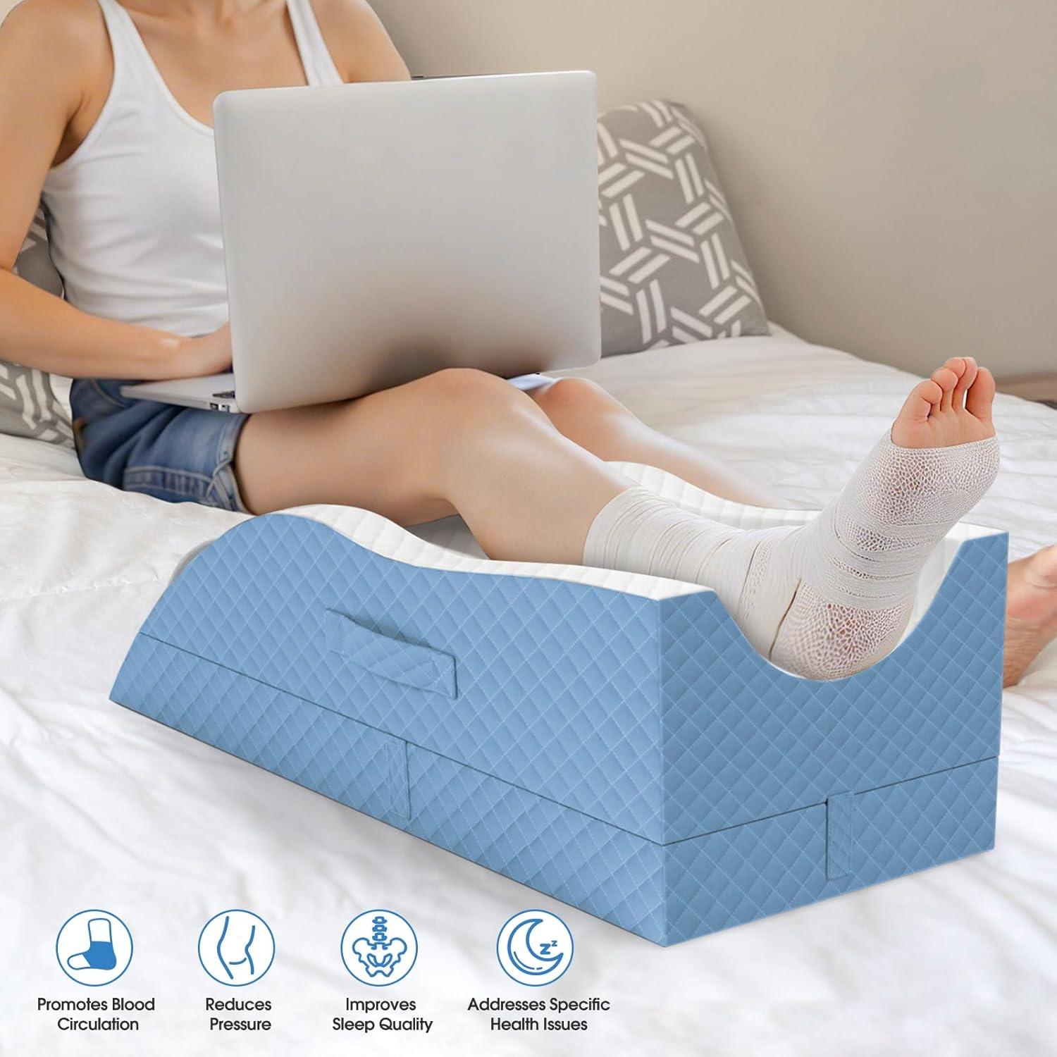 TranquilRelax TranquilRelax Elevation Pillows for Leg After Surgery, Memory Foam Adjustable Wedge Pillow for Injury or Rest, Ankle P…