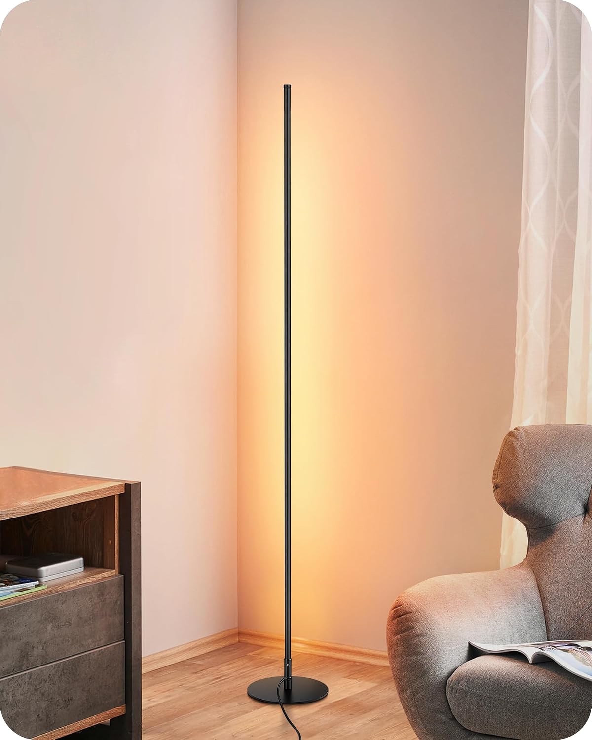 EDISHINE Floor Lamps for Living Room, Remote Control & Foot Switch Corner Floor Lamp, 10%-100% Dimmable Standing Lamp with 7 Color…