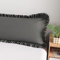 Bedsum Ruffled Body Pillowcase, 20x54 Body Pillow Cover, Brushed Microfiber with Envelope Closure, Soft Wrinkle-Resistant, Dark Grey Grey