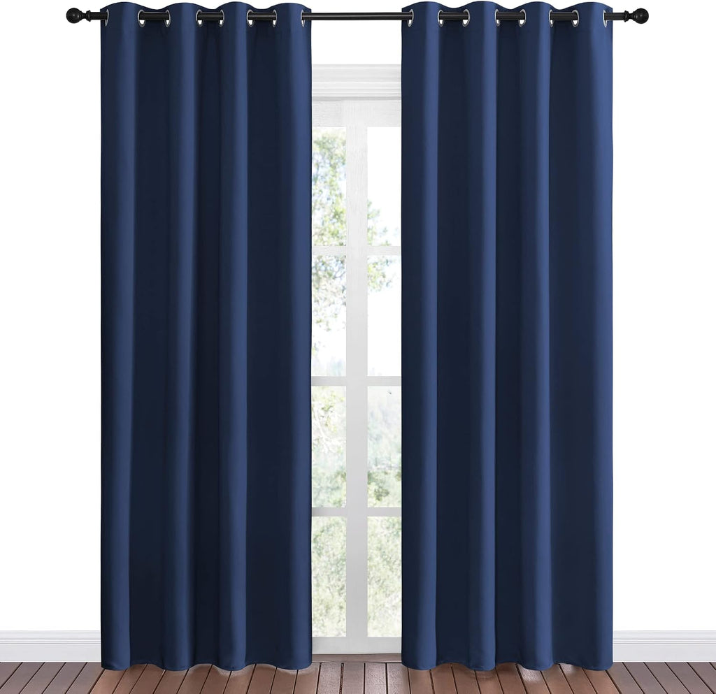 Nicetown Navy Blackout Curtains 86" Long for Living Room, Thermal Insulated Window Treatment Light Reducing Room Darkening Drapes for Boys…