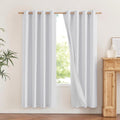 NICETOWN 100% Absolutely Blackout Linen Curtains with Thermal Insulated White Liner, White, 52 inches Wide, 72 inches Length Energy…