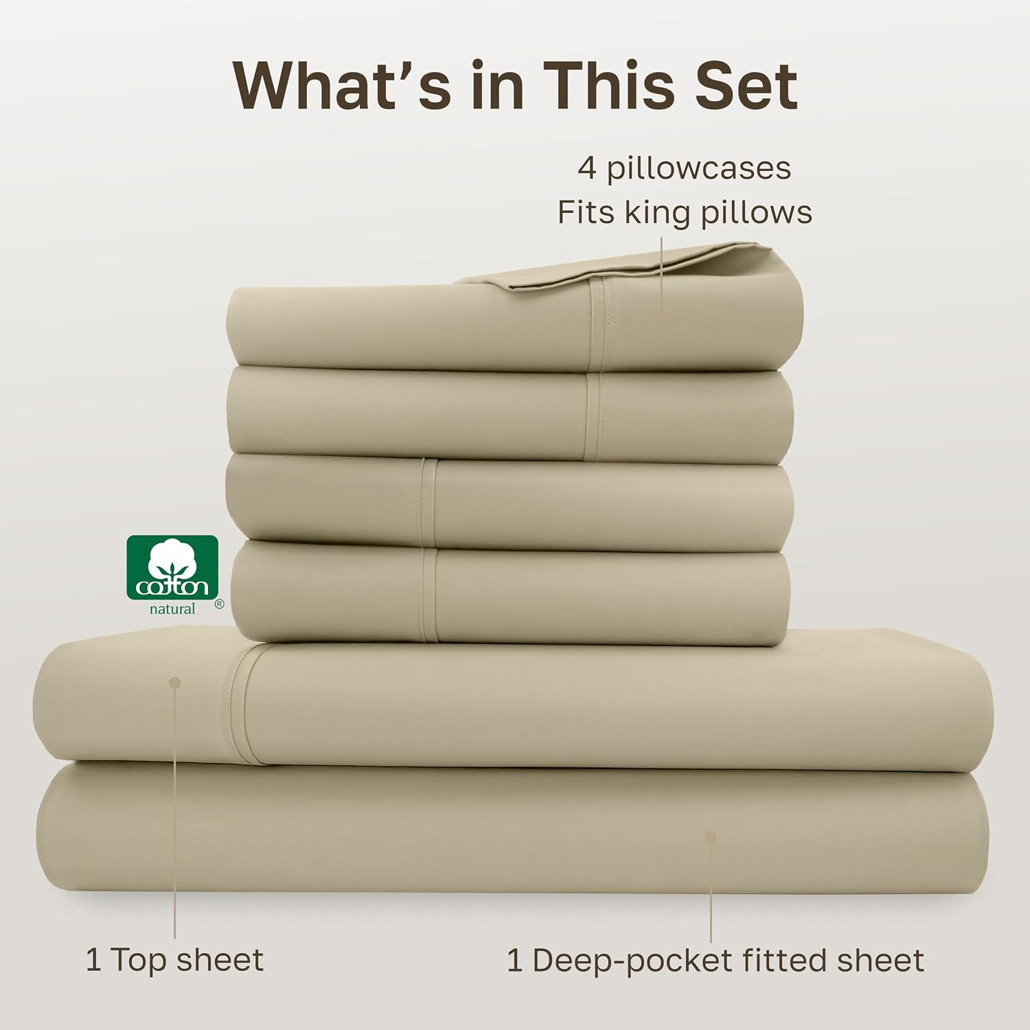 CaliforniaDesignDen California Design Den 6 Piece King Size Sheets Set with 4 Pillowcases - Soft 400 Thread Count Sateen, 100% Cotton Sheet…