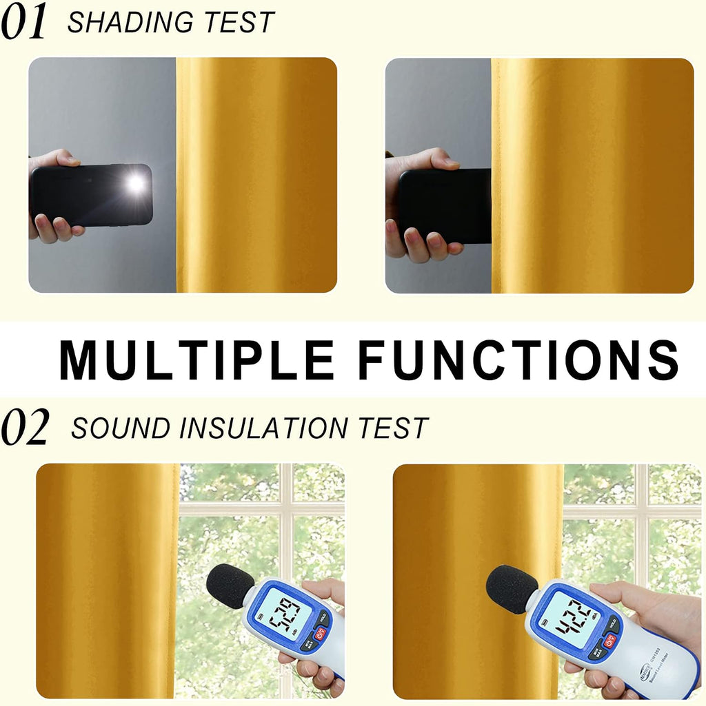 Xwzo 100% Blackout Curtain Panels - Thermal Insulated Black Liner Curtains, Noise Reducing and Heat Blocking Drapes for Hall and Studio Win…