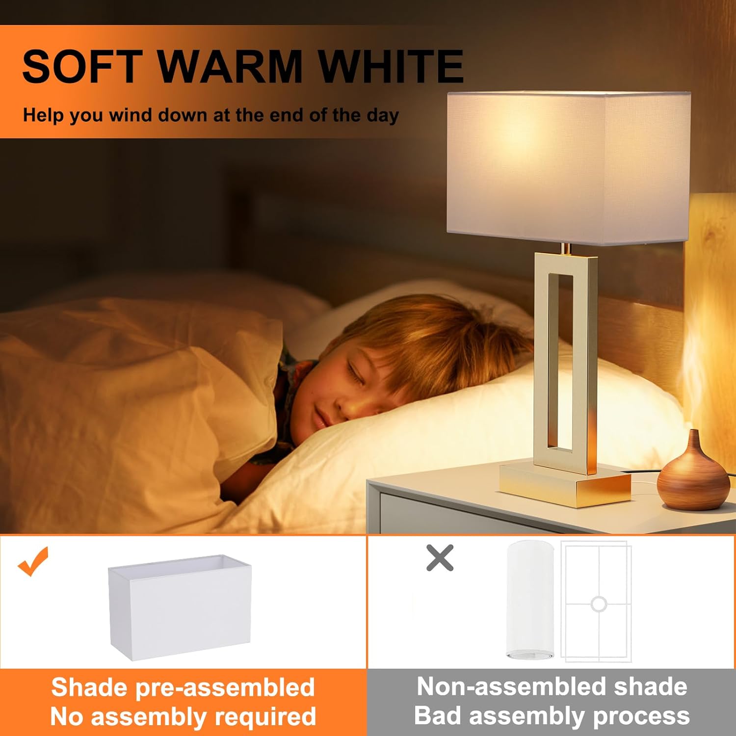 Seealle Nightstand Table Lamps for Bedrooms Set of 2 - Touch Bedside Lamp with USB C+A, 3 Way Dimmable Living Room Lamps for End Tables…