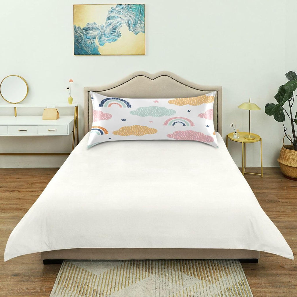 YETTASBIN Cartoon Rainbow Satin Pillowcase, Soft Breathable Silk Pillow Case with Envelope Closure for Hair and Skin, Standard Size 26 x…