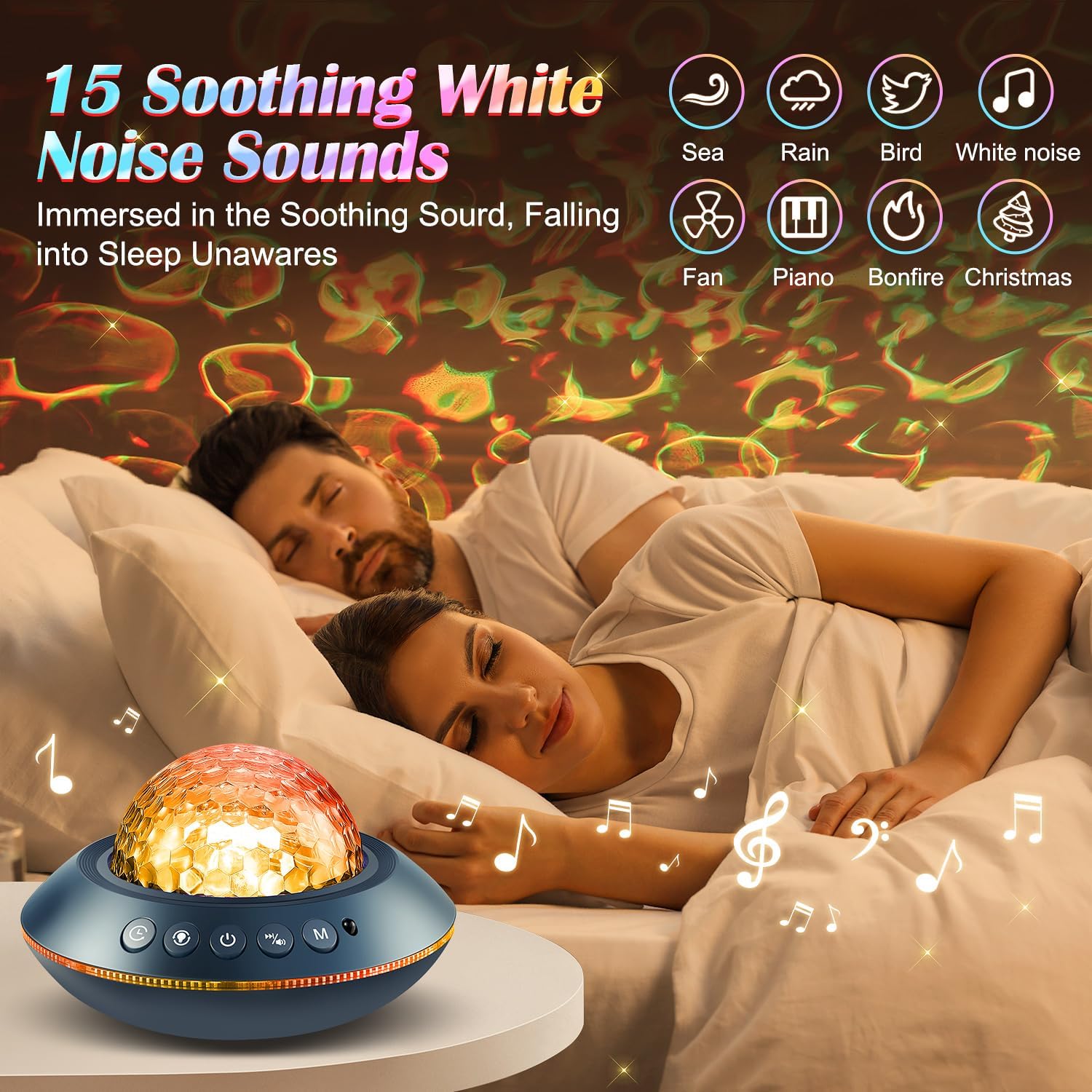 Galaxy Projector for Bedroom, White Noises & Bluetooth Night Light Projector,360° Full Coverage Ceiling Projector Galaxy Light…
