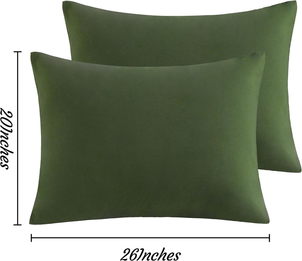 Ntbay Standard Pillow Cases Set of 2, 2 Pack Brushed Microfiber 20x26 Pillow Cases, Soft, Wrinkle, Fade, Stain Resistant Olive Green Pillow…