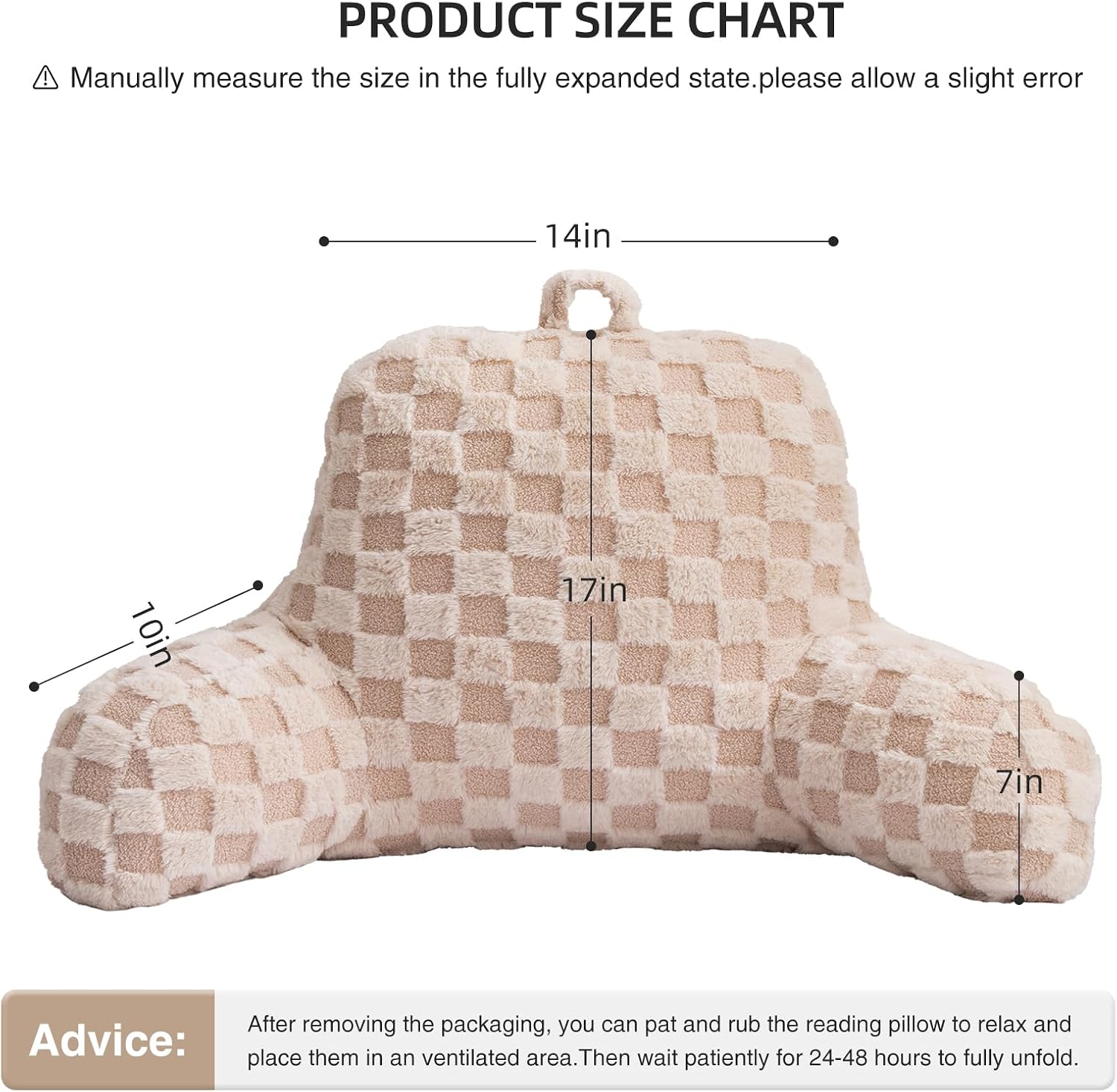 Aimuan Reading Pillow Checkered Bed Rest Wedge Backrest Checkerboard Pillow with Arms Back Support for Sitting Up in Bed Cushion Incline…