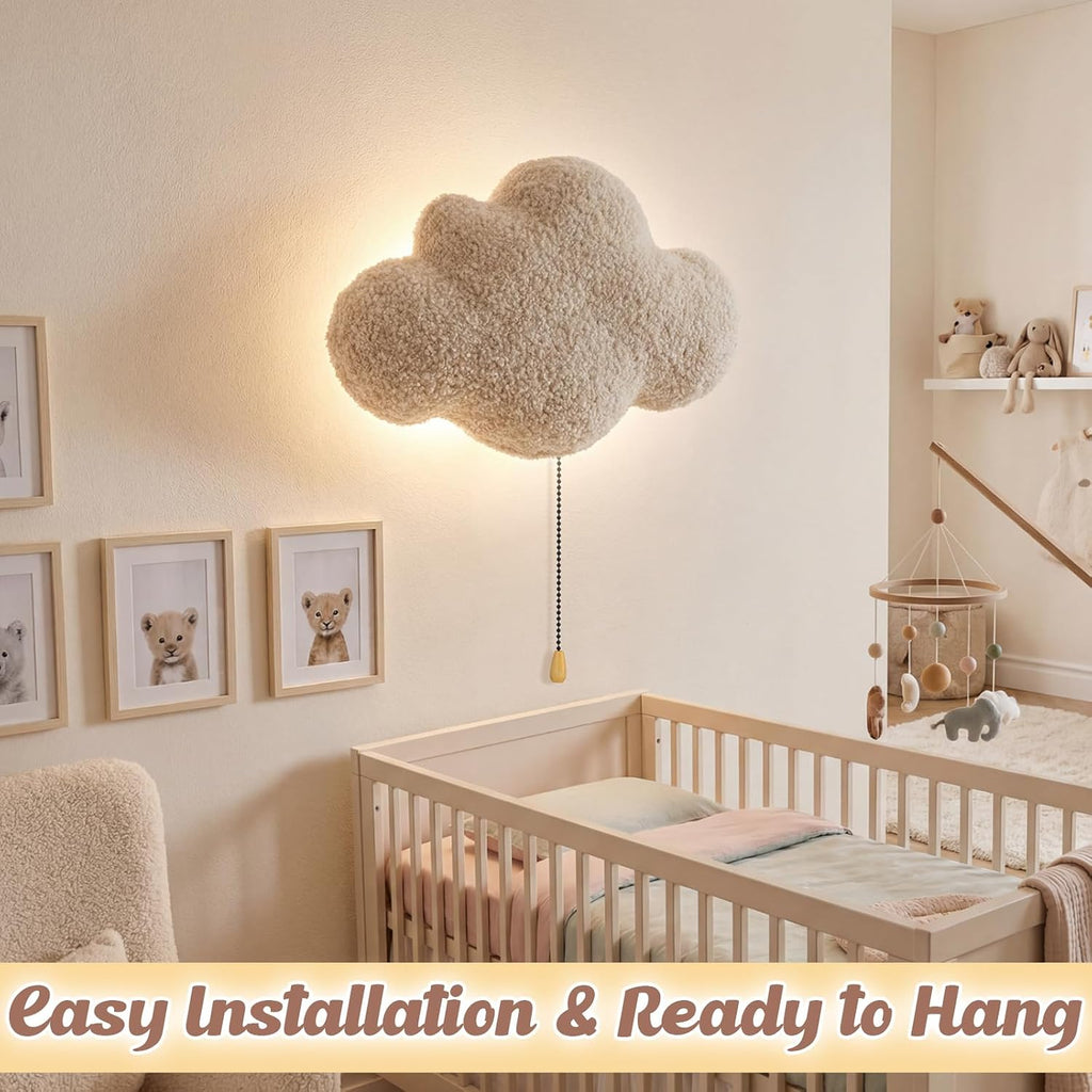 Aurelema Fluffy Cloud Night Light Wall Lamp Sleeping Nursery Lighting Cute Floating Battery Operated Hanging Lamp for Baby Boys Girls…