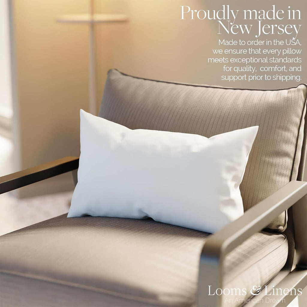 LoomsLinens 12x18 Lumbar Pillow by Looms and Linens with Down Alternative Rectangle Throw Pillow - USA Made Lumbar Pillow 18 x 12 Pack of 1…