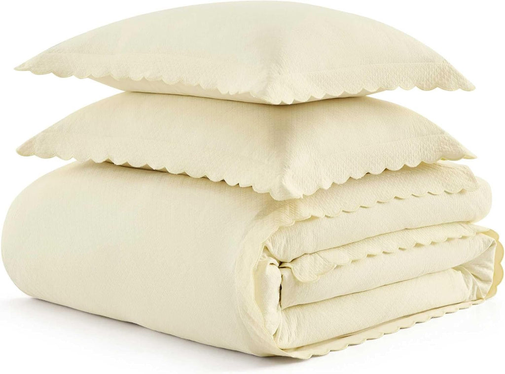 MarthaStewart Martha Stewart - Queen Duvet Cover Set, 100% Soft Cotton Blend Bedding, Corner Ties & Button Closure, 3 Piece Bed Set with Ma…