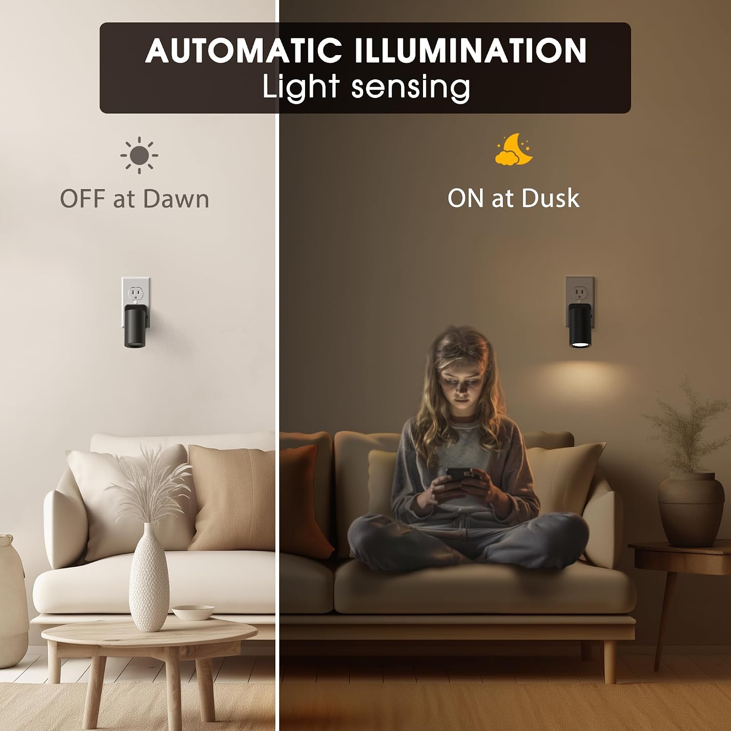 Briignite Night Lights Plug into Wall, Rotating Night Light Plug in, 2Pack, Dusk to Dawn Dimmable Nightlight Soft White, 1W Led Night…