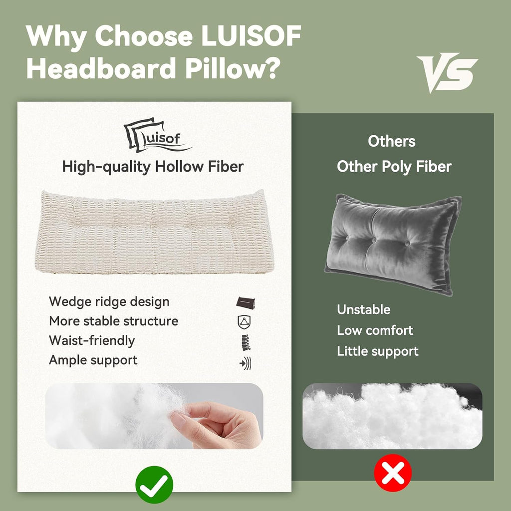 Luisof Wedge Pillow Headboard Queen Triangular Bed Wedge Pillow for Headboard, Head Board Backrest Pillow for Bed Sofa Daybed Pillows for S…