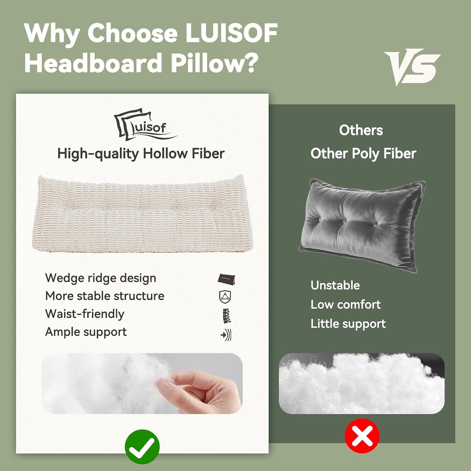 Luisof Wedge Pillow Headboard Queen Triangular Bed Wedge Pillow for Headboard, Head Board Backrest Pillow for Bed Sofa Daybed Pillows for S…