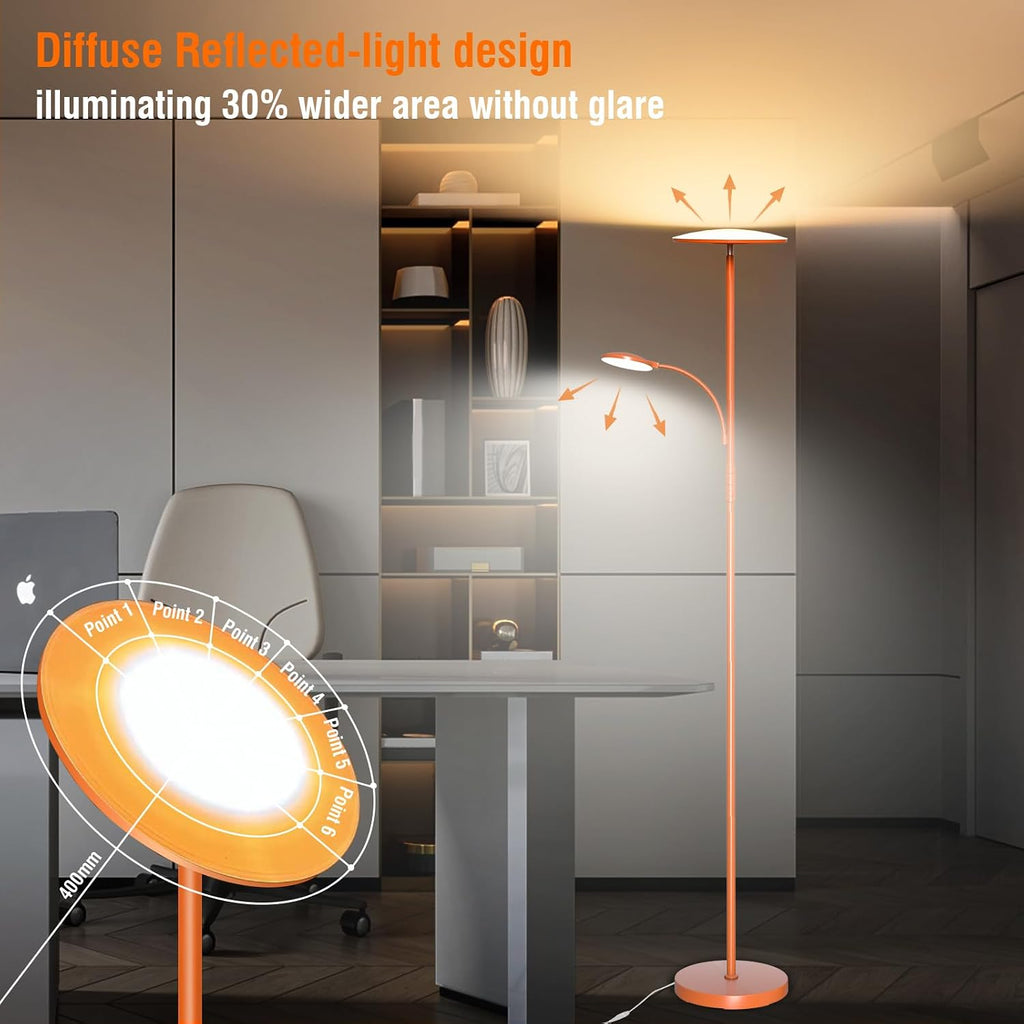 Marctronic Orange Floor Lamps for Living Room, 44W/4500LM Super Bright 2 in 1 LED Floor Lamp with Remote, Stepless Dimmable 50FT blue
