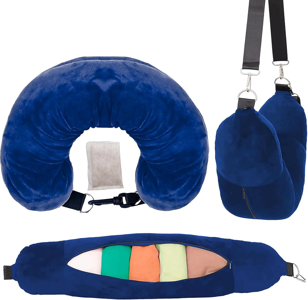 Airplane Neck Pillow Stuffable Neck Pillow for Extra Carry-On Luggage Avoid Airline Baggage Fees Fits 5+ Days of Travel Essentials Long…