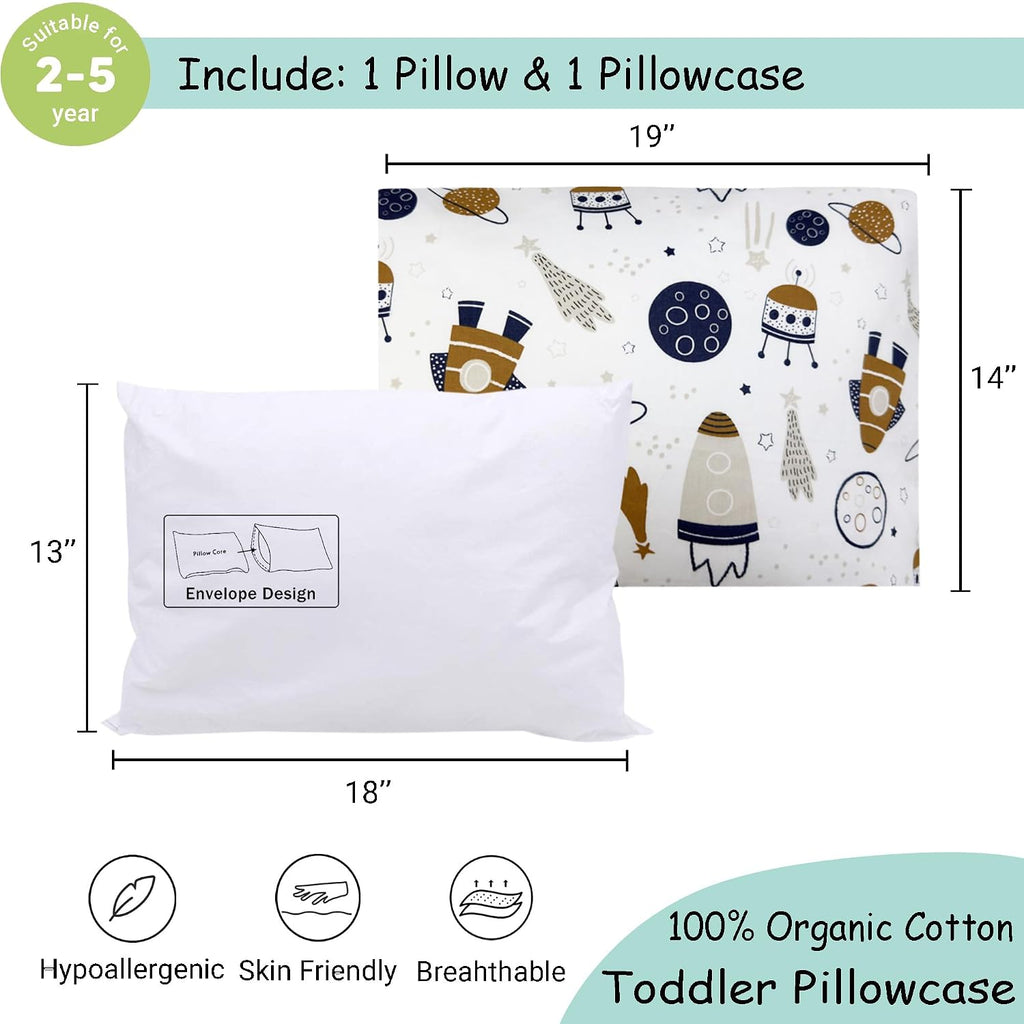 ZPECC-ABrandThatHasBeenFocusedOnBeddingFor20Years ZPECC Toddler Pillow with Pillowcase - 13x18 Organic Cotton Hypoallergenic Kids Pillow, B…