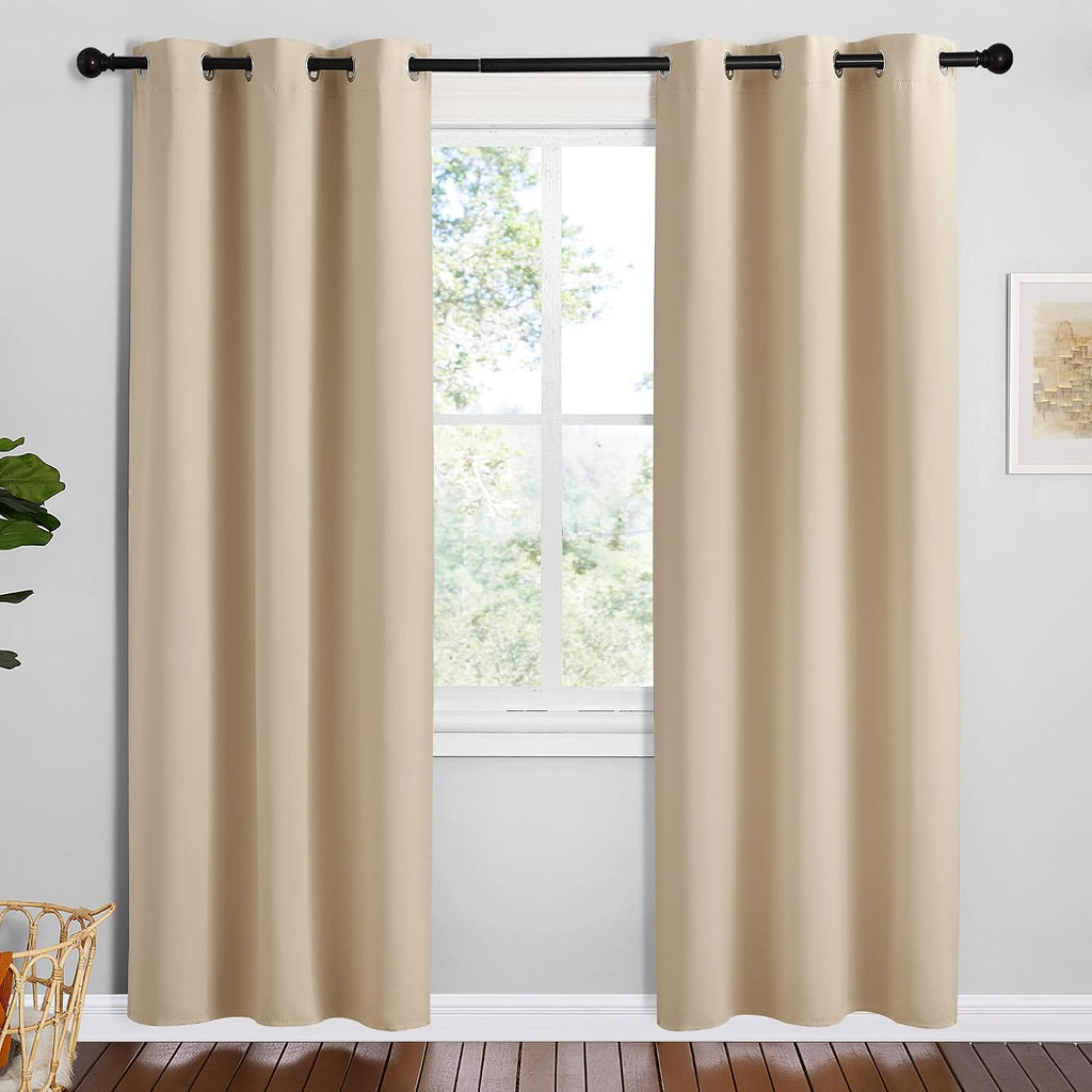NICETOWN Room Darkening Curtain Panels for Cafe, Biscotti Beige, 2 Panels, W42 x L78 -inch, Thermal Insulated Grommet Room Darkening…