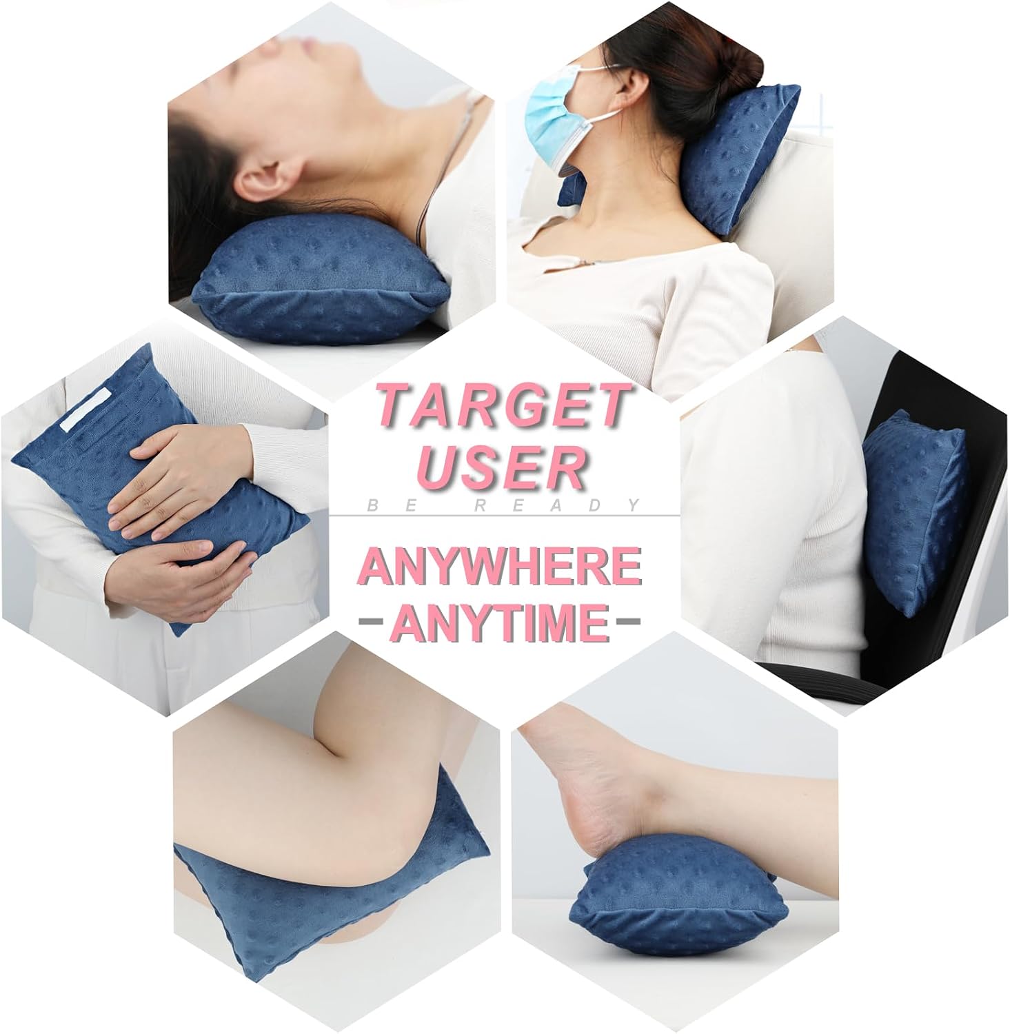 BNRendles Small Neck Pillow for Recliner Chair Neck Support Pillows Plump Adjustable Filling Nap Airplane Sleeping Little Cushion Minky Dot…