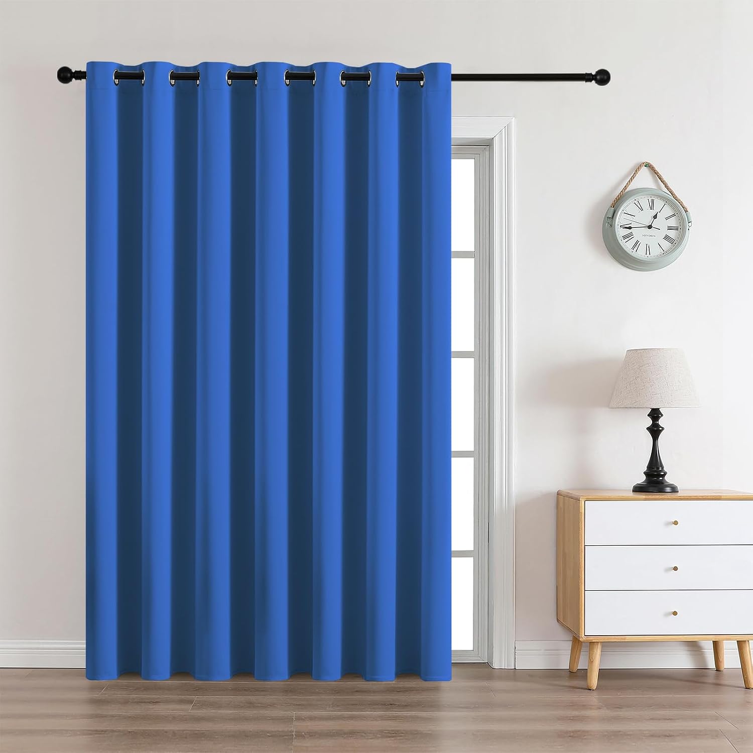 CUCRAF Custom Dark Blue Blackout Curtains 1 Panel Set, Thermal Insulated Grommet Room Darkening Curtain for Living Room Bedroom, Light…