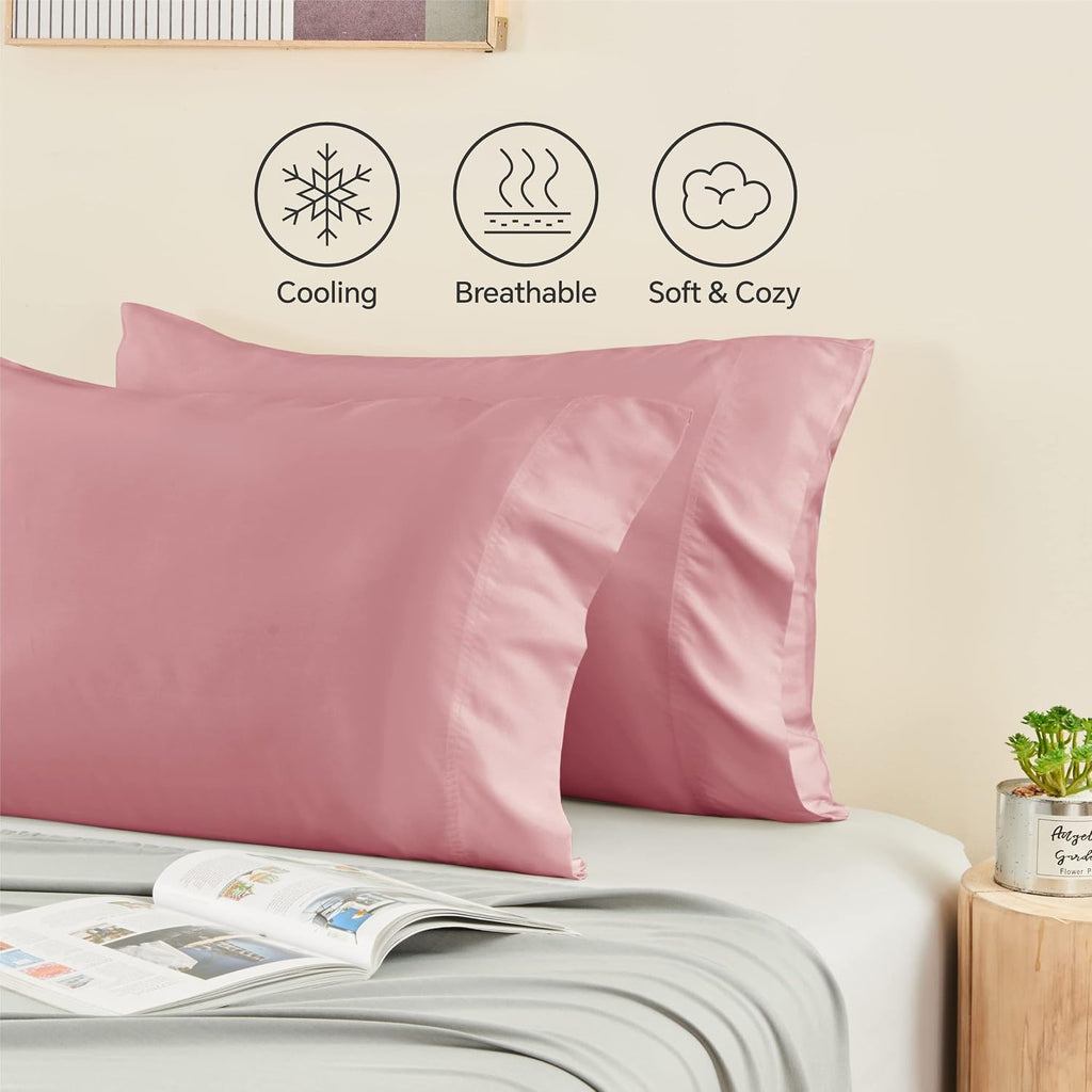 Bedelite King Size Pillow Cases Set of 2, Rayon Derived from Bamboo, Cooling Pillow Cases for Hot Sleepers & Night Sweats, Breathable and S…