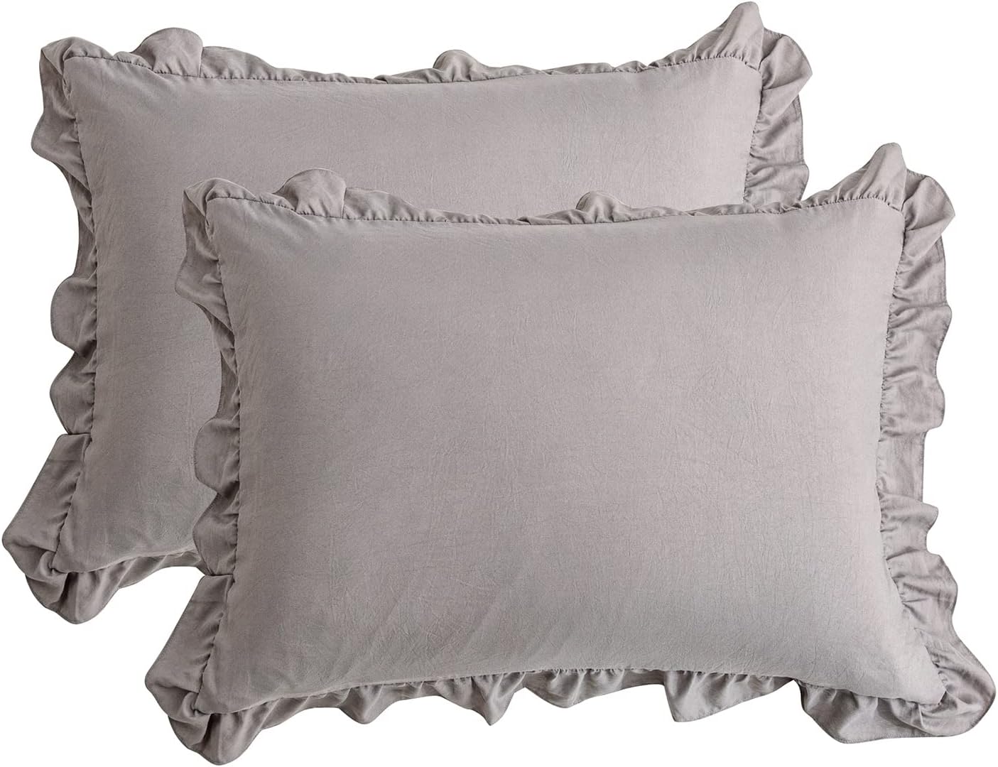 Merryword Cute Pillowcases Light Gray Pillow Shams Gray Ruffle Queen Pillowcases Set of 2 Shabby Chic Fringe Decor Pillow Cover 2 Pack (Que…