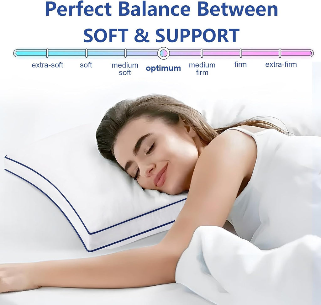 Chokit Pillows Standard Size Set of 2, Fluffy and Supportive 7D Down Alternative Bed Pillow, Luxury Soft Hotel Quality Gusseted Pillow for…