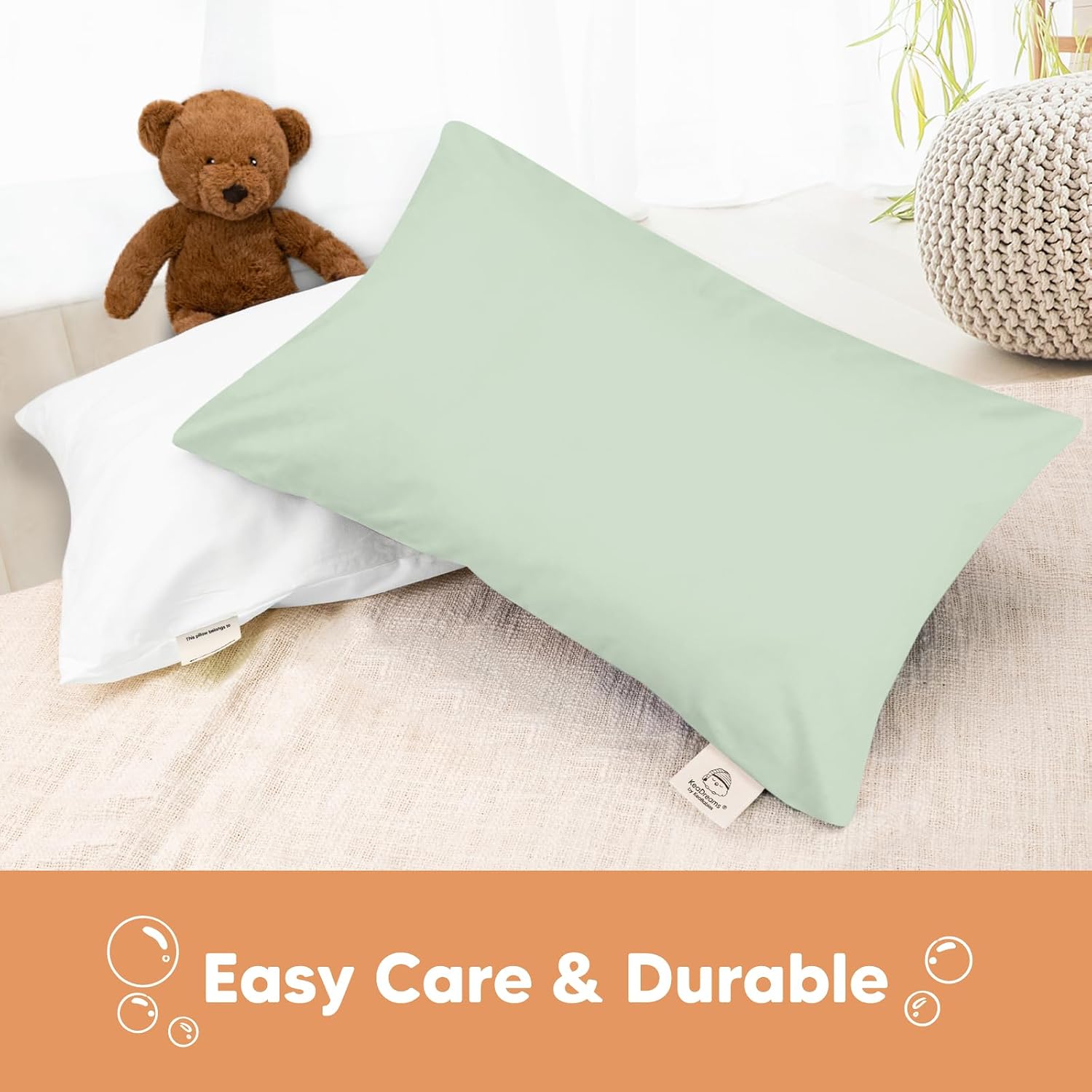 KeaBabies Toddler Pillowcase 13"x18" - Organic Cotton Toddler Pillowcase for Kids, Boys, Girls, Soft & Durable Cotton Cover for Miniature…