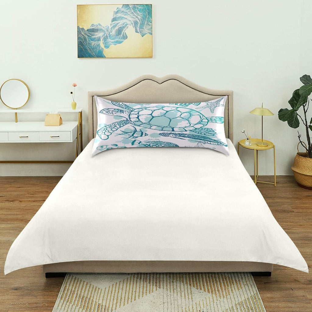 Blueangle Sea Turtle Starfish Satin Pillowcase for Hair and Skin Silk Pillowcase, Queen Size(20x30 inches) - Satin Pillow Covers with…