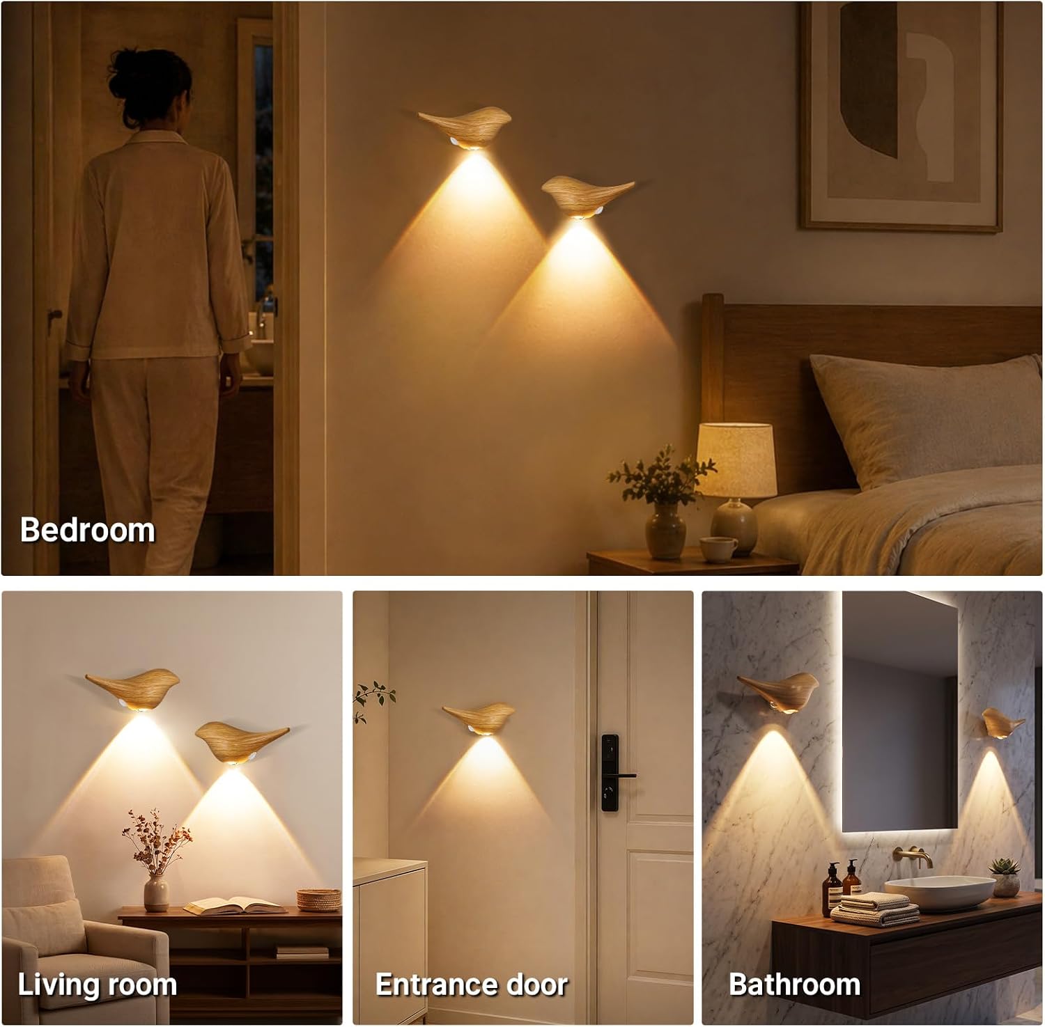 Motion Sensor Night Light: 1200mAh Rechargeable Wall Sconce Magnetic Stair Lights Indoor Wireless Wall Sconces Night Light for Bedroom…