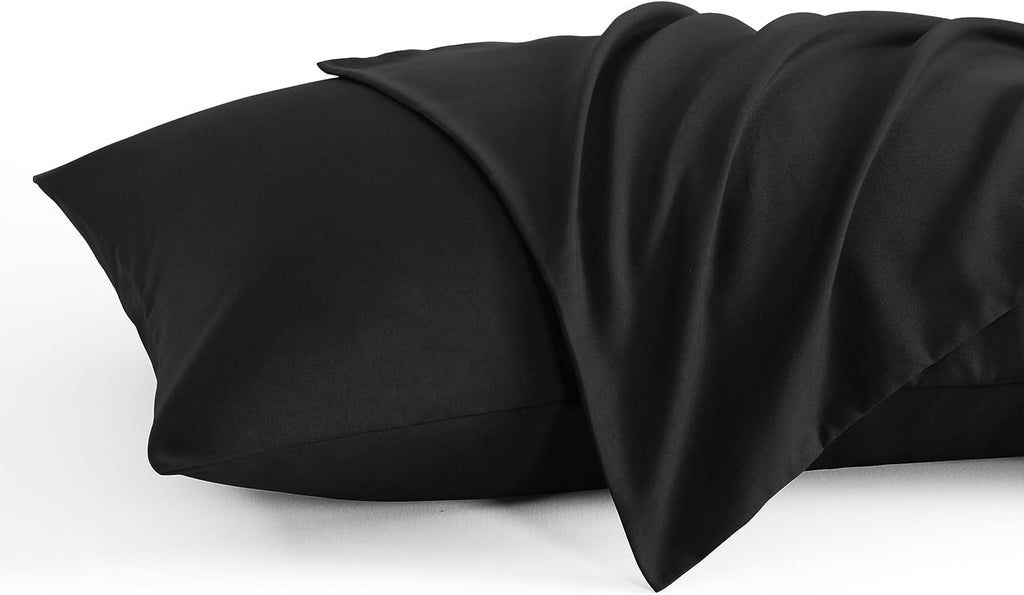 Ntbay Queen Pillow Cases Set, 2 Pack Brushed Microfiber 20x30 Inches, Soft, Wrinkle, Fade, Stain Resistant Black Pillow Cases with Envelope…