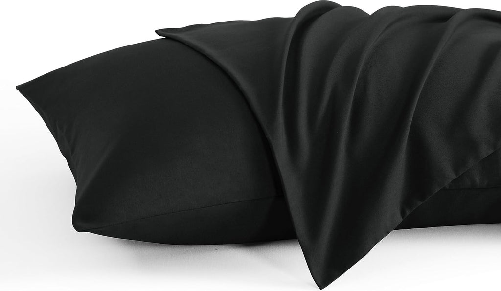 Ntbay King Pillow Cases Set of 2, 2 Pack Brushed Microfiber 20x36 Pillow Cases, Soft, Wrinkle, Fade, Stain Resistant Black Pillow Cases wit…