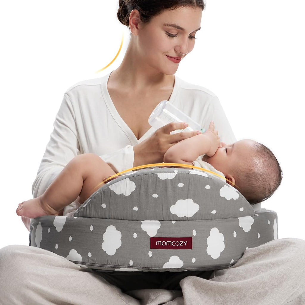 Momcozy Innovative Safety Guard Nursing Pillow - Firm & Springy Memory Foam - Stable, Ergonomic Support & Comfort - Wider Breastfeeding Cus…