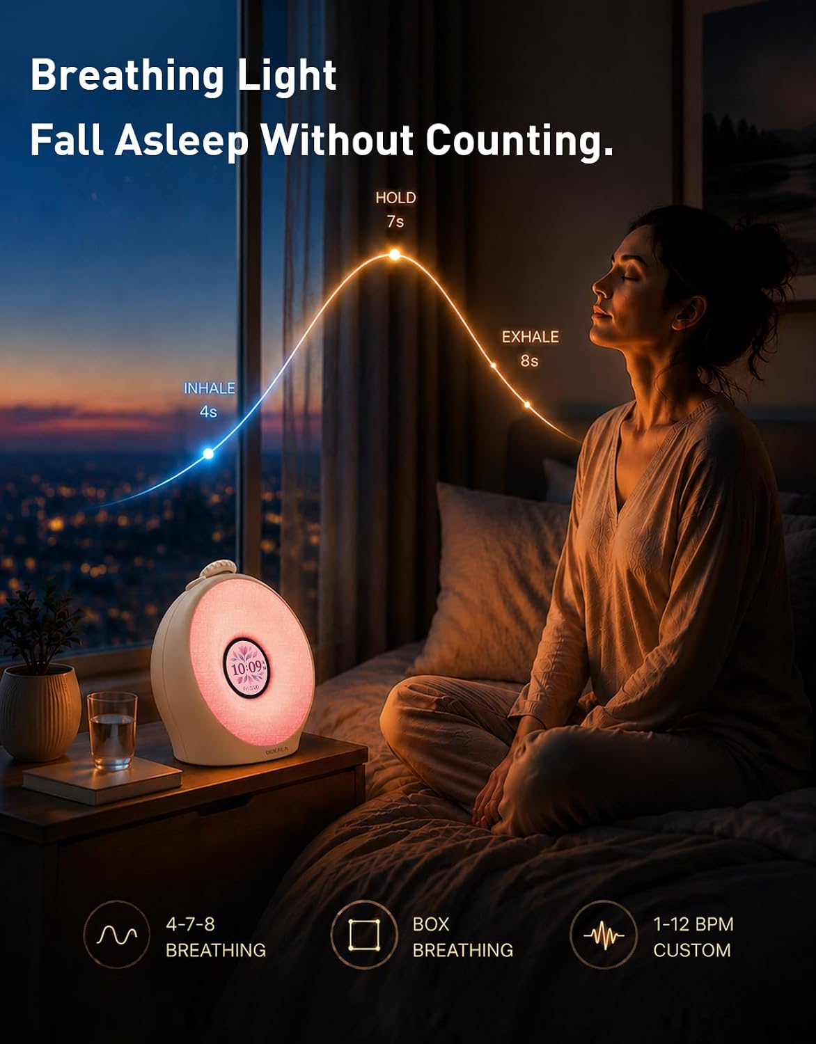 Dekala Sunrise Alarm Clock for Heavy Sleepers with Pulse Wake, Sunset Sound Machine with Breathing Ambient Light, Loud Alarm for…