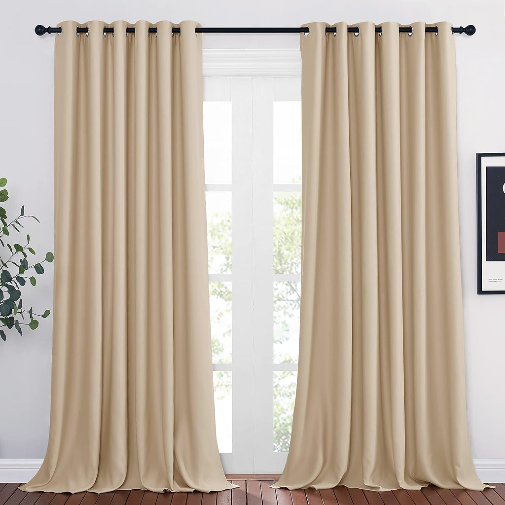 Nicetown Room Darkening Grommet Curtain Panels - Living Room Curtains Thermal Insulated Window Treatments Privacy Draperies for Patio (W80…