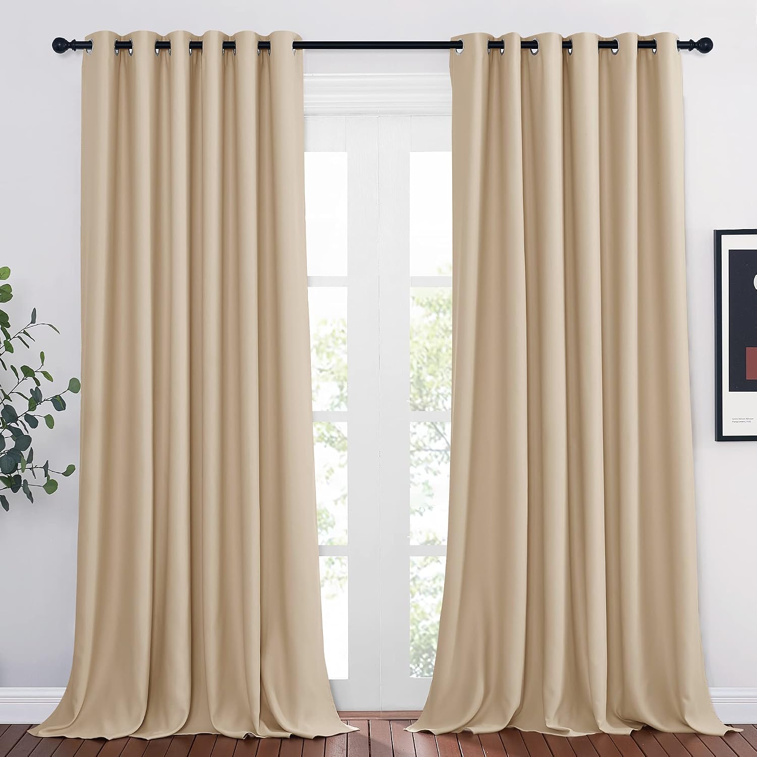Nicetown Room Darkening Grommet Curtain Panels - Living Room Curtains Thermal Insulated Window Treatments Privacy Draperies for Patio (W80…