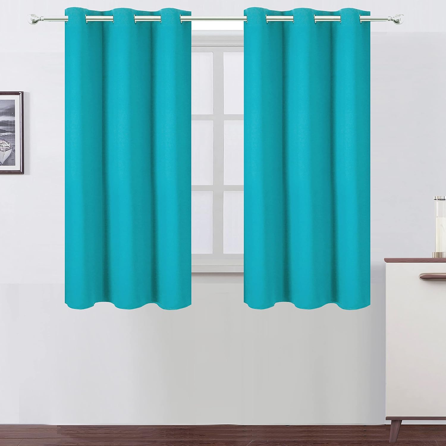 Lemomo Teal Blackout Curtains 34 x 54 Inch Length/Set of 2 Curtain Panels/Thermal Insulated Room Darkening Blackout Curtains for Bedroom 54…