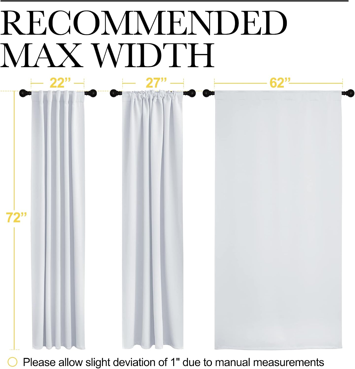 Nicetown Living Room Darkening Curtain Drapes - (Cloud Grey Color) W62 x L72, Set of 2, Room Darkening Window Treatment Drapery Panels for…