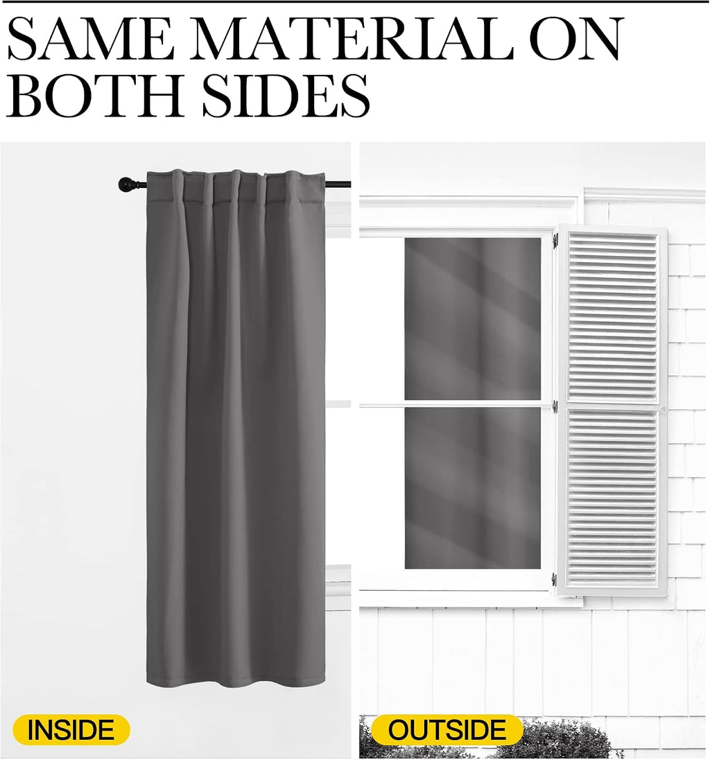 Nicetown Light Reducing Curtain Panels Window Draperies - (Grey Color) 52x84 inch, 2 Pieces, Insulating Room Darkening Drapes for Bedroom 2…