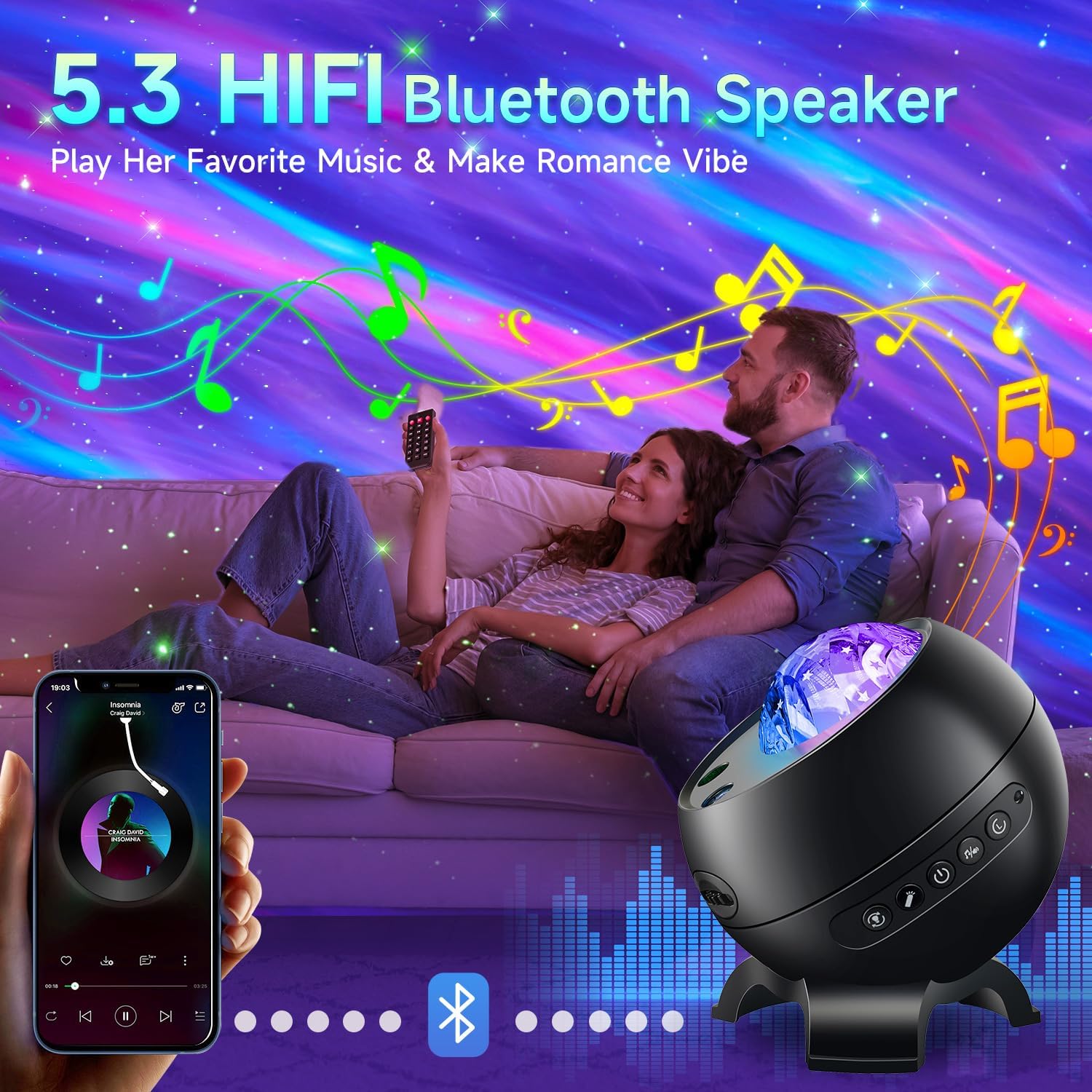 Staryou Birthday Gifts for Teen Girls & Boys - Northern Galaxy Light Projector with 15 White Noise Bluetooth Speaker, Trendy Stuff Aurora N…