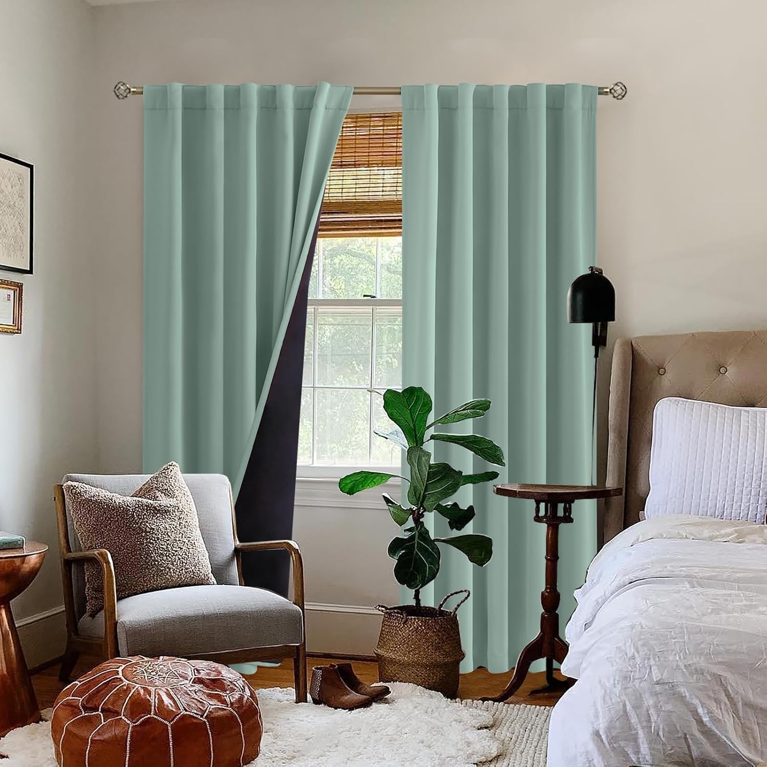 BGment Blackout Curtains with Thermal Insulation Liner Curtains 84 Inches Long, Rod Pocket and Back Tab Double Layer Room Darkening…