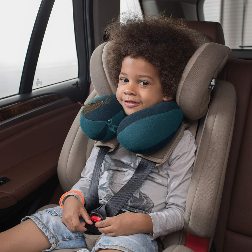 Infanzia Chin Supporting Travel Neck Pillow, Comfortably Supports and Helps Support Head and Neck - Gifts for Toddler/Child/Kids, Blue Cott…